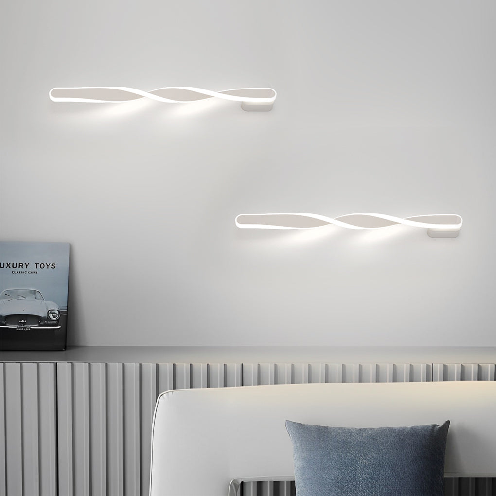 Modern Spiral Strip LED Wall Sconce 29W Minimalist Long Linear Light Fixture for Living Room