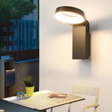 Modern Spoon Shaped 18W LED Outdoor Pathway Light Waterproof Black Exterior Wall Sconce