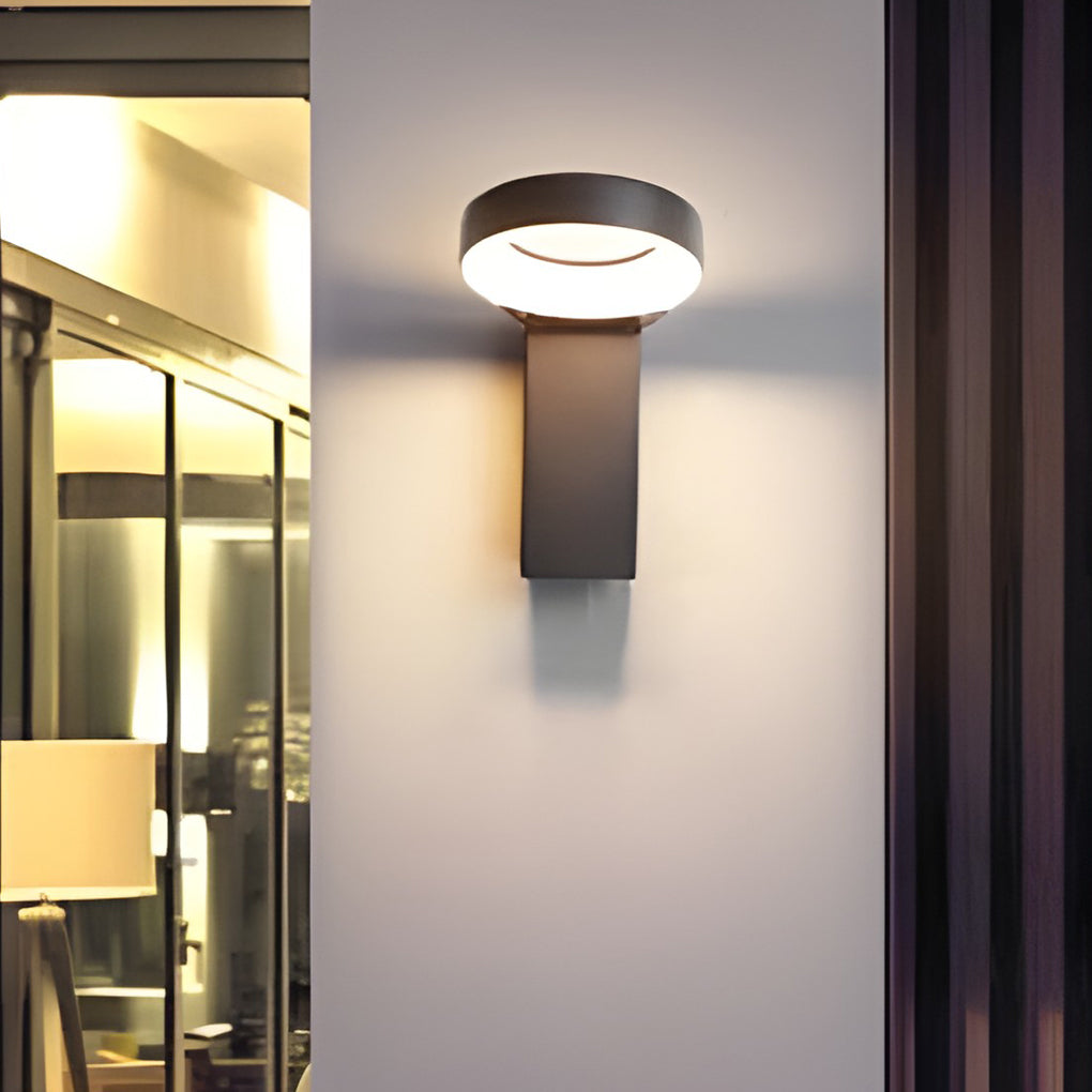 Modern Spoon Shaped 18W LED Outdoor Pathway Light Waterproof Black Exterior Wall Sconce