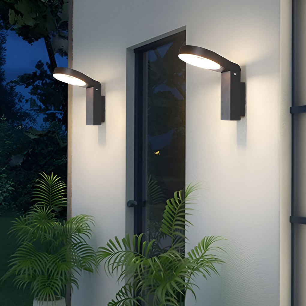 Modern Spoon Shaped 18W LED Outdoor Pathway Light Waterproof Black Exterior Wall Sconce