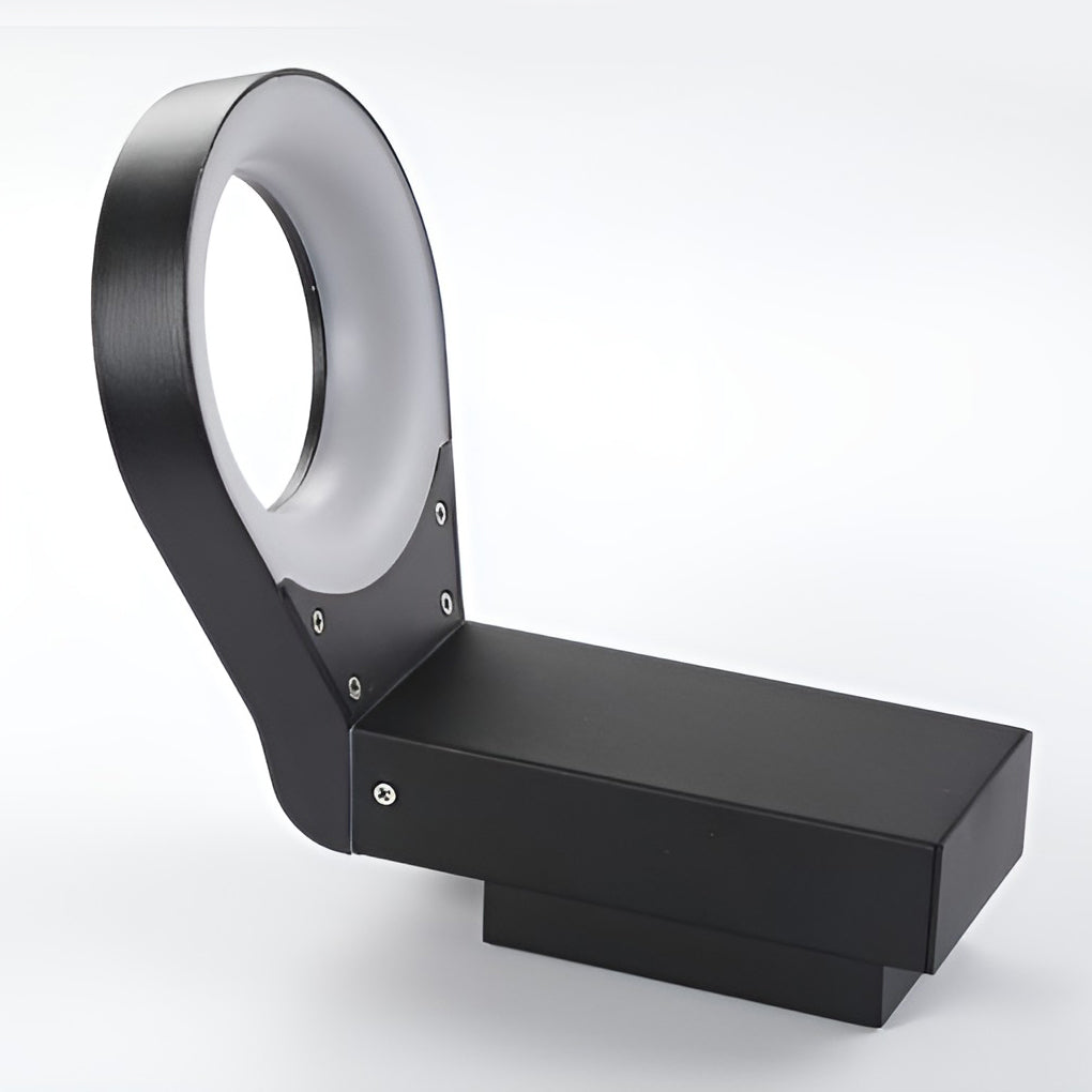 Modern Spoon Shaped 18W LED Outdoor Pathway Light Waterproof Black Exterior Wall Sconce