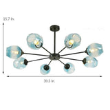 Modern Sputnik 8 Light Glass Globe Chandelier Metal Mid Century Ceiling Fixture