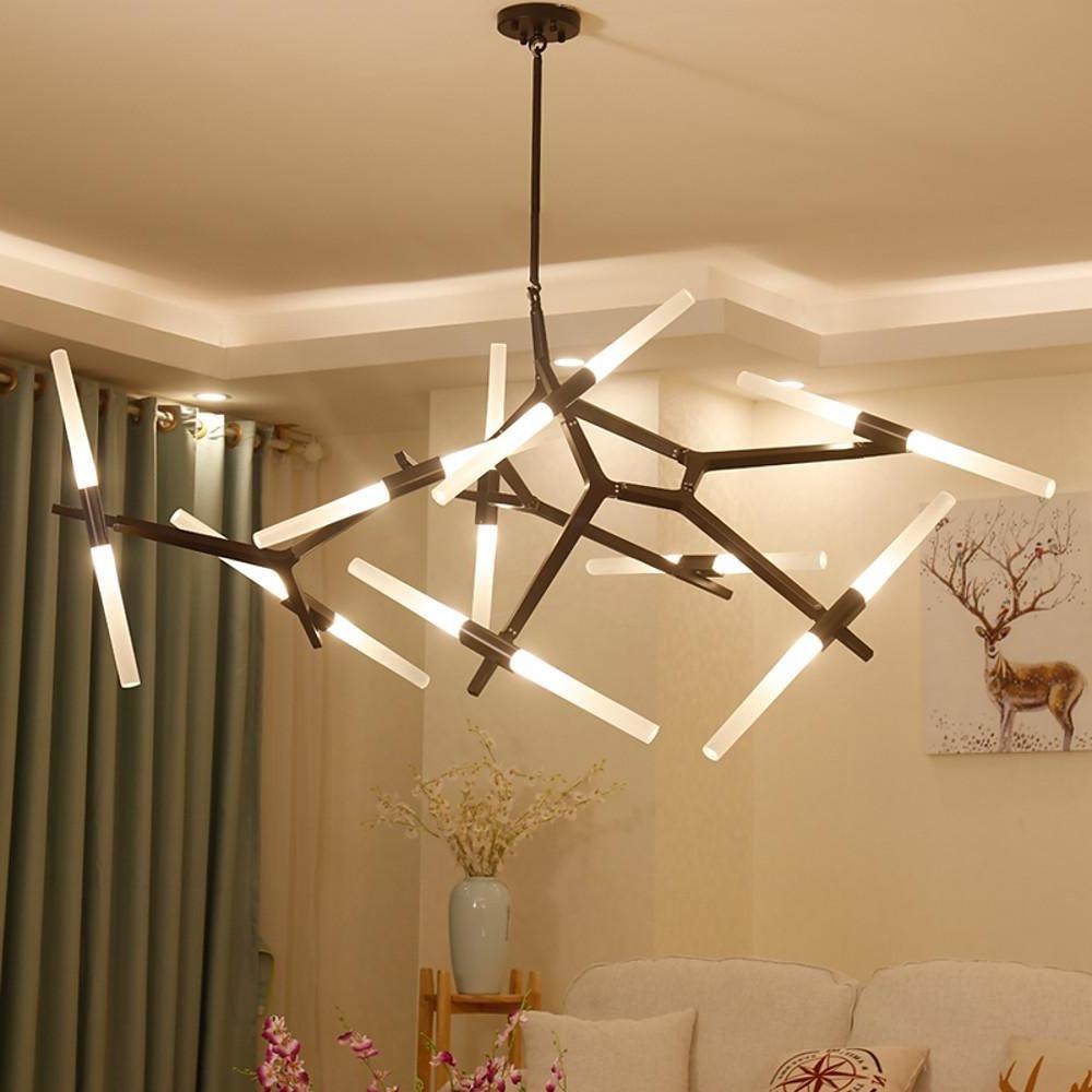 Modern Sputnik Chandelier 14 Light Industrial Drone Pendant Lighting Brass Finish