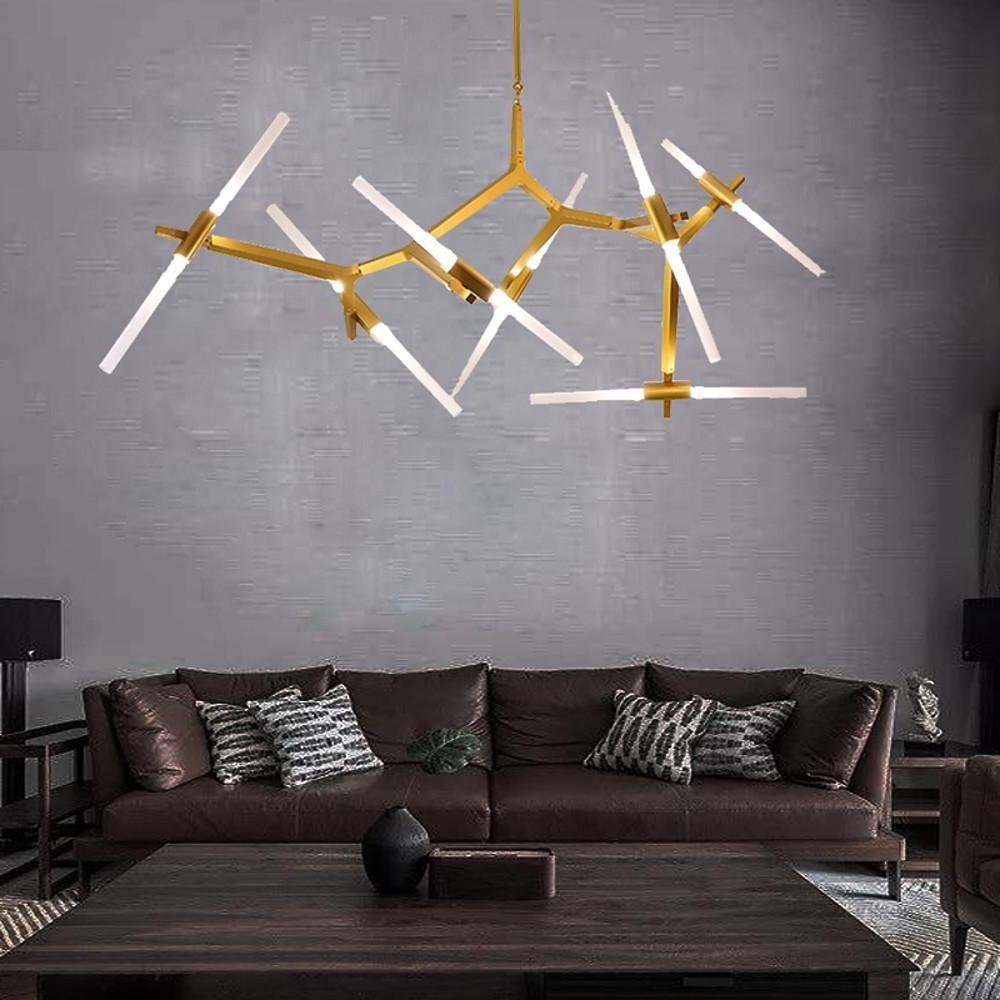 Modern Sputnik Chandelier 14 Light Industrial Drone Pendant Lighting Brass Finish