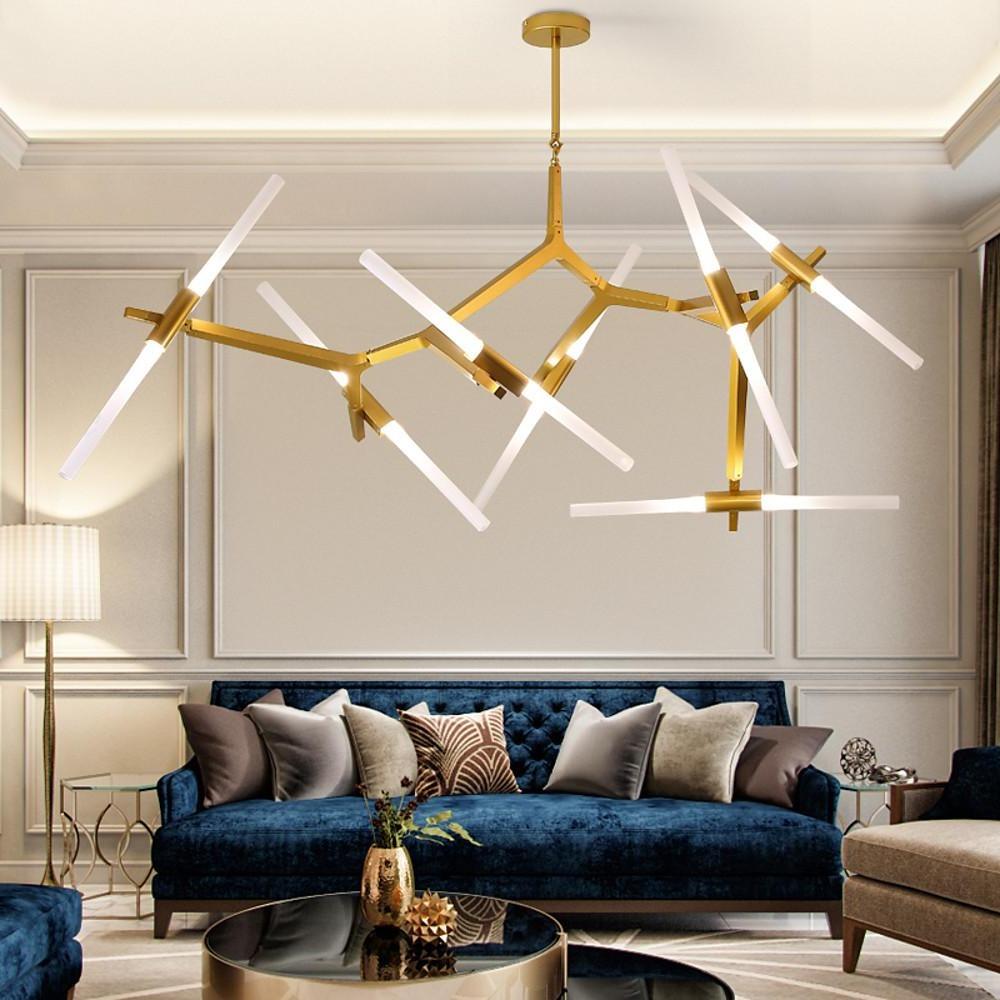 Modern Sputnik Chandelier 14 Light Industrial Drone Pendant Lighting Brass Finish