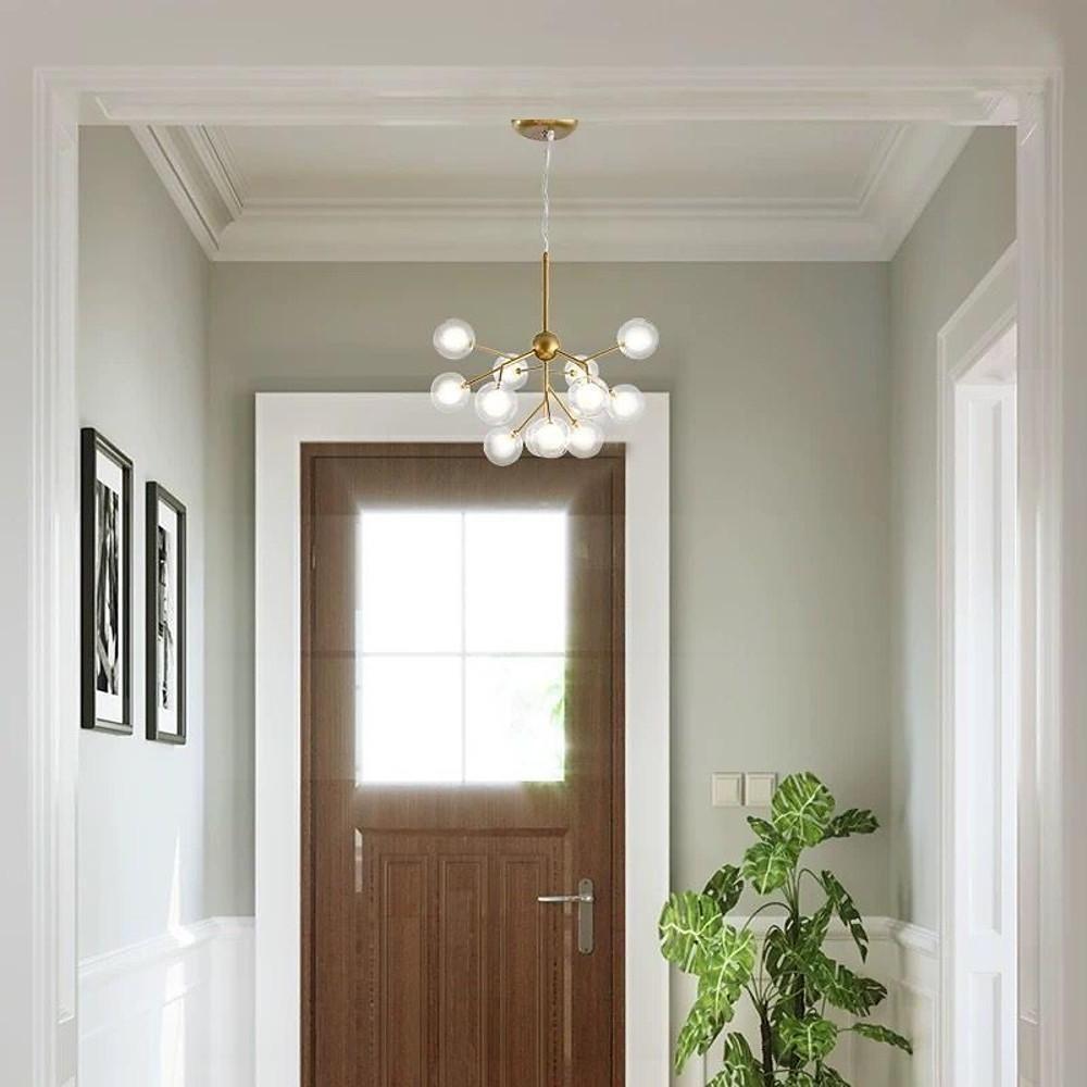 Modern Sputnik Cluster LED Chandelier 12 Light Glass Globe Pendant for Dining Room