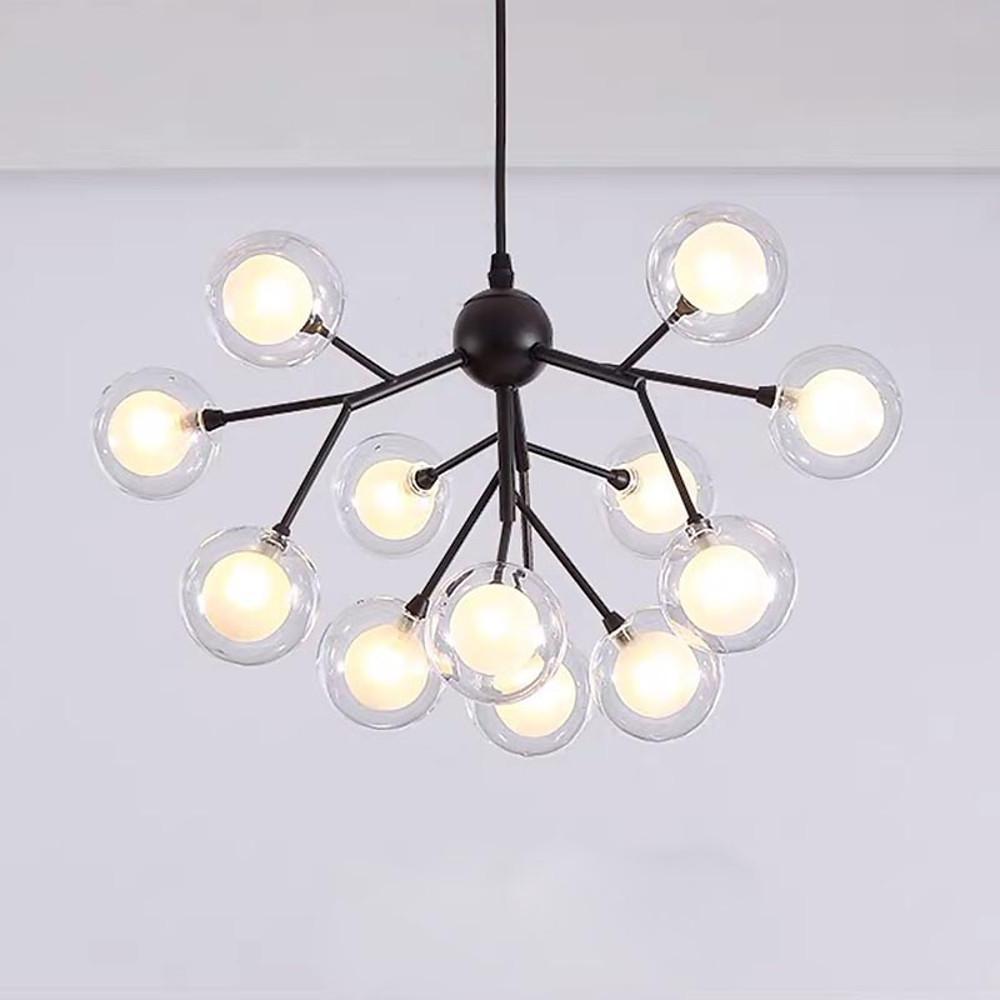 Modern Sputnik Cluster LED Chandelier 12 Light Glass Globe Pendant for Dining Room
