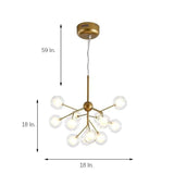 Modern Sputnik Cluster LED Chandelier 12 Light Glass Globe Pendant for Dining Room