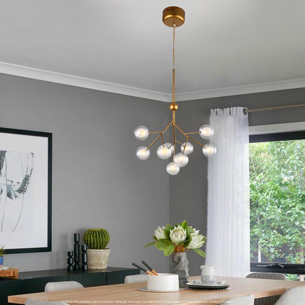 Modern Sputnik Cluster LED Chandelier 9 Light Nordic Style Metal Pendant for Dining Room Kitchen Ceiling