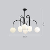 Modern Sputnik Curved Linear Chandelier White Glass Ball Shade Pendant Light Gold Black