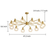 Modern Sputnik LED Chandelier 12 Light Flush Mount Ceiling Lamp for Living Room Dining Room