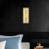 Modern Square Alabaster Wall Sconce with Brass Frame for Luxury Indoor Lighting