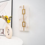 Modern Square Alabaster Wall Sconce with Brass Frame for Luxury Indoor Lighting