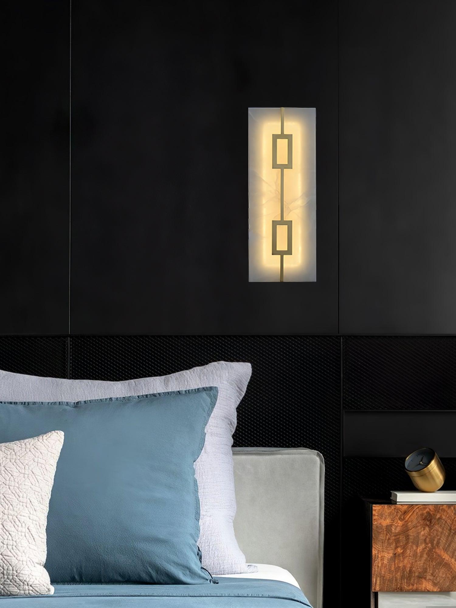 Modern Square Alabaster Wall Sconce with Brass Frame for Luxury Indoor Lighting