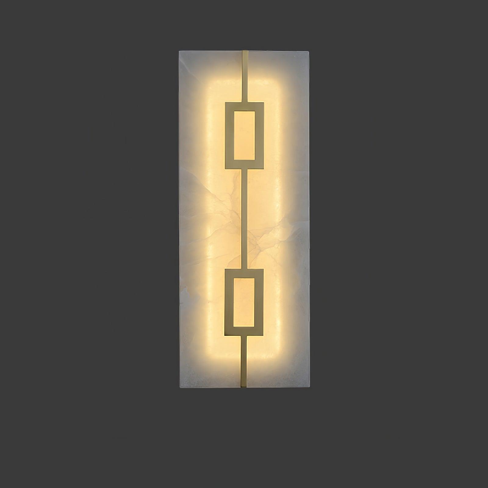 Modern Square Alabaster Wall Sconce with Brass Frame for Luxury Indoor Lighting