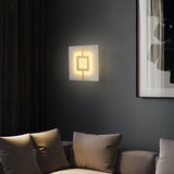 Modern Square Alabaster Wall Sconce with Brass Frame for Luxury Indoor Lighting