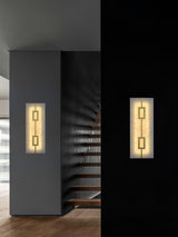 Modern Square Alabaster Wall Sconce with Brass Frame for Luxury Indoor Lighting