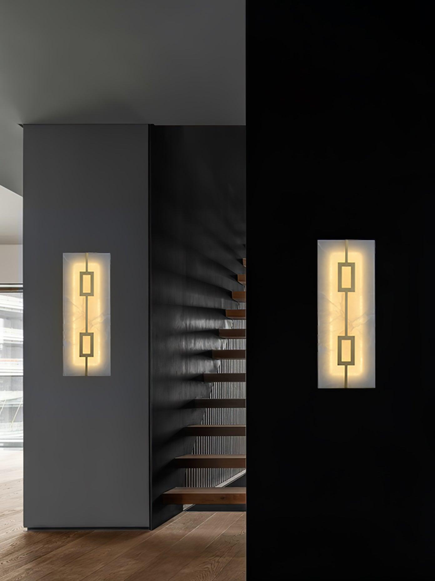Modern Square Alabaster Wall Sconce with Brass Frame for Luxury Indoor Lighting