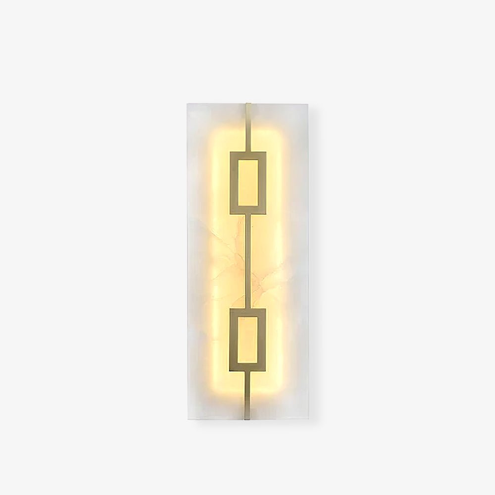 Modern Square Alabaster Wall Sconce with Brass Frame for Luxury Indoor Lighting