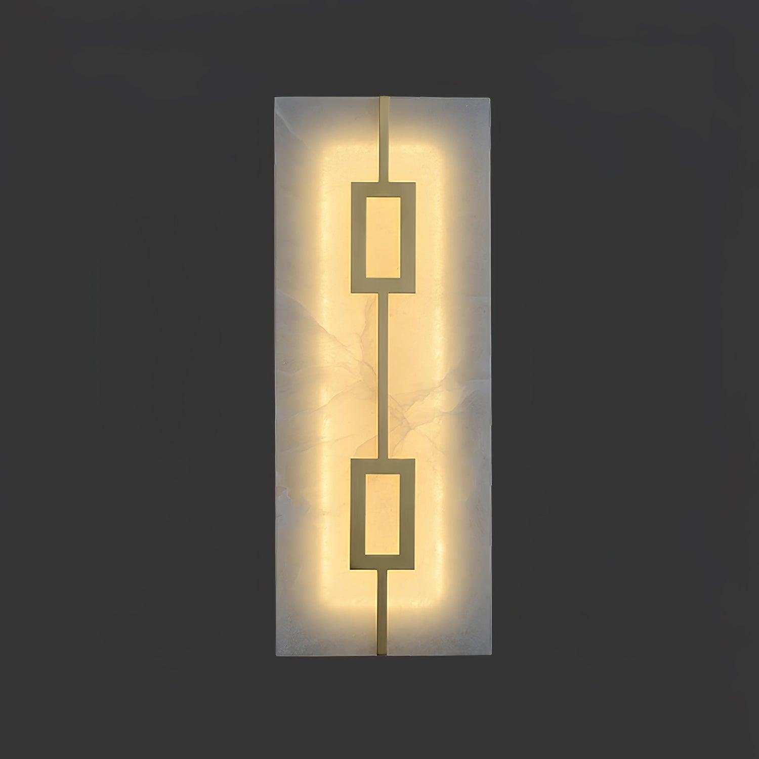 Modern Square Alabaster Wall Sconce with Brass Frame for Luxury Indoor Lighting