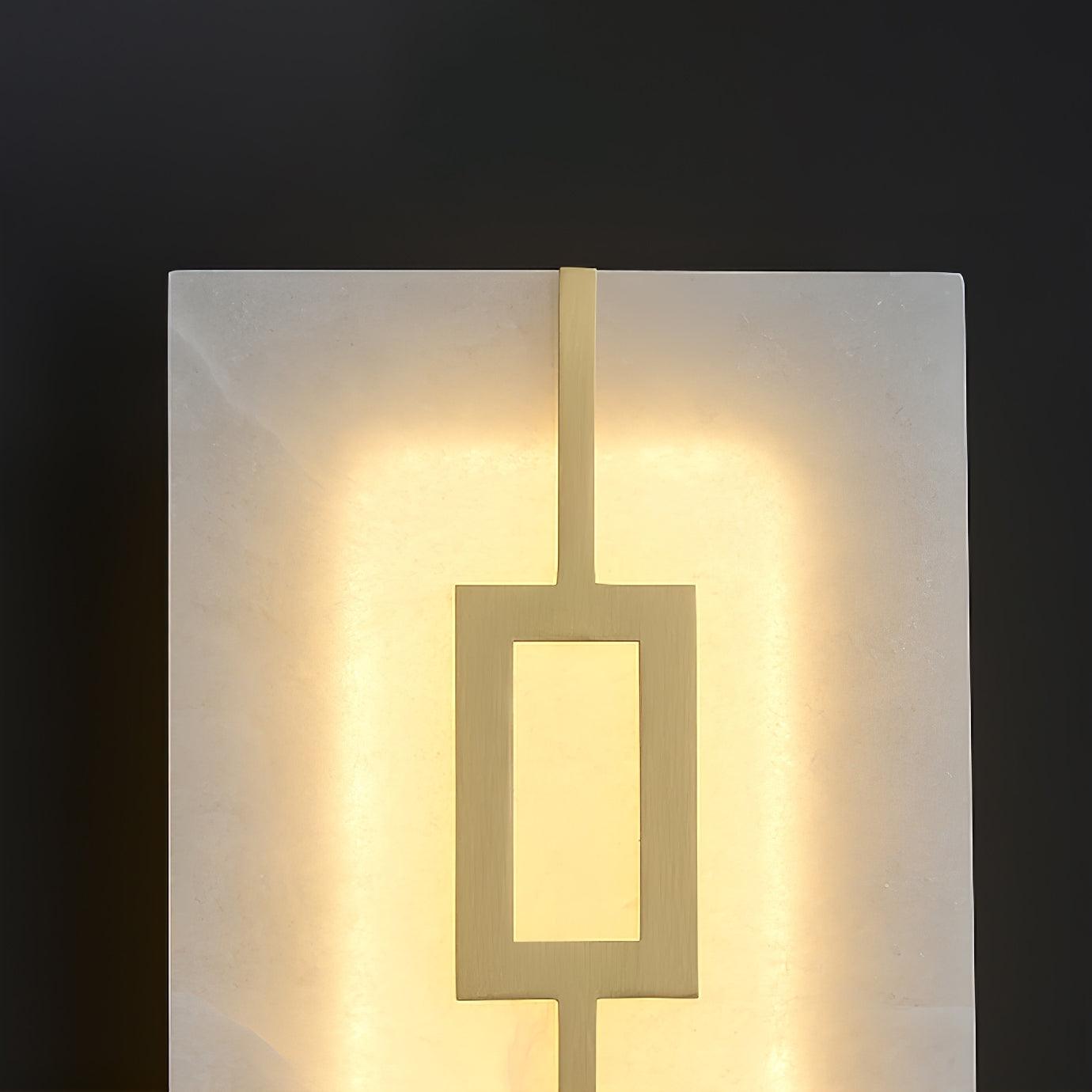 Modern Square Alabaster Wall Sconce with Brass Frame for Luxury Indoor Lighting