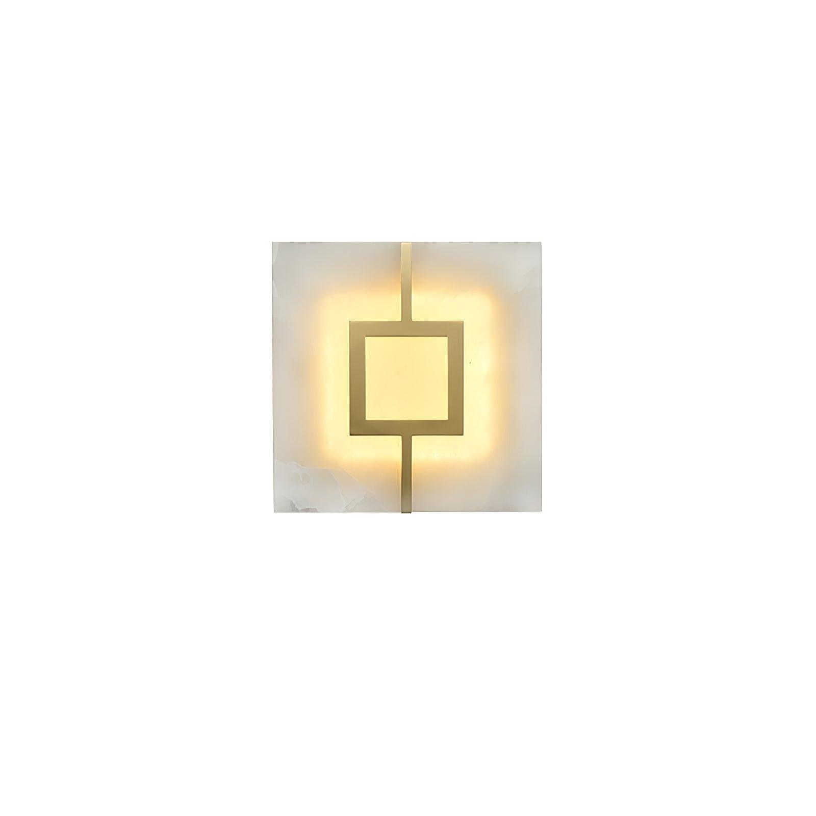 Modern Square Alabaster Wall Sconce with Brass Frame for Luxury Indoor Lighting