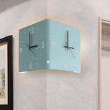 Modern Square Backlit LED Corner Wall Clock Silent Metal Motion Sensor Decor