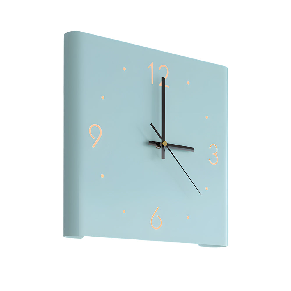 Modern Square Backlit LED Corner Wall Clock Silent Metal Motion Sensor Decor