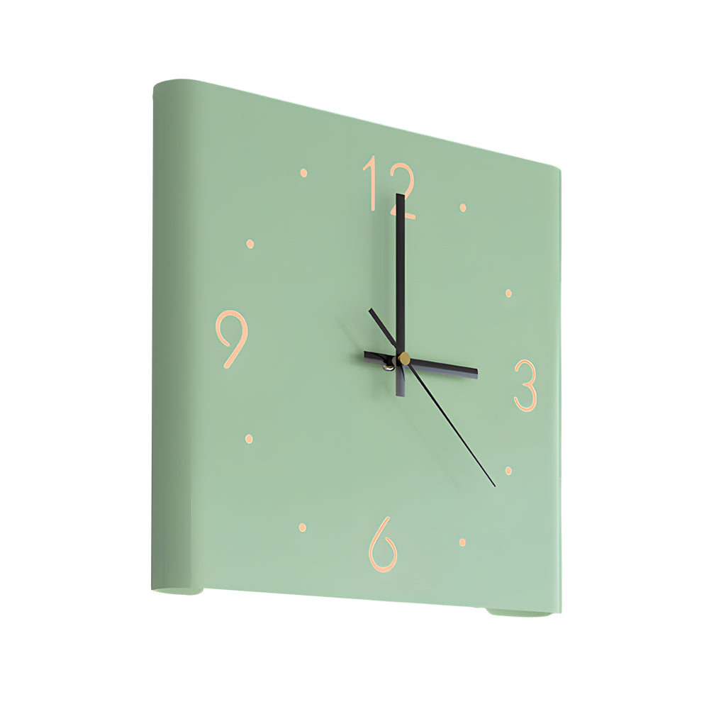 Modern Square Backlit LED Corner Wall Clock Silent Metal Motion Sensor Decor