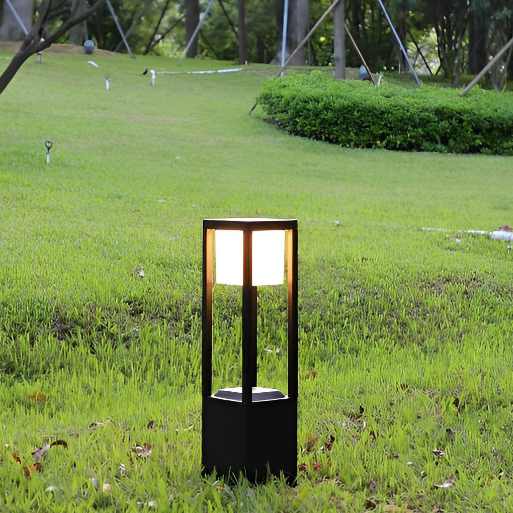 Modern Square Black Aluminum Solar Powered Pathway Lights Waterproof Outdoor LED Garden Lawn Lamp