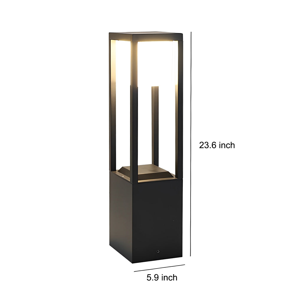 Modern Square Black Aluminum Solar Powered Pathway Lights Waterproof Outdoor LED Garden Lawn Lamp