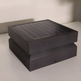 Modern Square Black Solar Powered LED Post Cap Light Waterproof Exterior Pillar Lamp