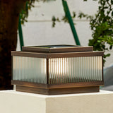 Modern Square Bronze Solar Fence Post Lights Waterproof Outdoor Garden Deck Cap Lighting with Remote