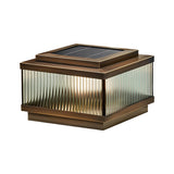 Modern Square Bronze Solar Fence Post Lights Waterproof Outdoor Garden Deck Cap Lighting with Remote