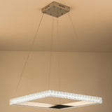 Modern Square Crystal LED Chandelier Electroplated Metal Pendant Light Fixture for Living Room