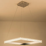 Modern Square Crystal LED Chandelier Electroplated Metal Pendant Light Fixture for Living Room