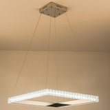 Modern Square Crystal LED Chandelier Electroplated Metal Pendant Light Fixture for Living Room
