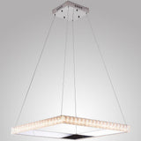 Modern Square Crystal LED Chandelier Electroplated Metal Pendant Light Fixture for Living Room
