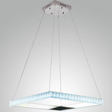 Modern Square Crystal LED Chandelier Electroplated Metal Pendant Light Fixture for Living Room