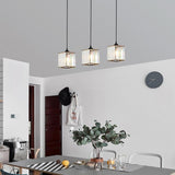 Modern Square Crystal Pendant Light Geometric Metal Ceiling Hanging Lamp for Hallway