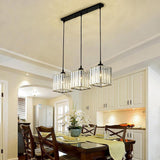 Modern Square Crystal Pendant Light Geometric Metal Ceiling Hanging Lamp for Hallway