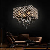 Modern Square Electroplated Metal and Glass LED Chandelier Nordic Style Pendant Ceiling Lighting