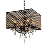 Modern Square Electroplated Metal and Glass LED Chandelier Nordic Style Pendant Ceiling Lighting