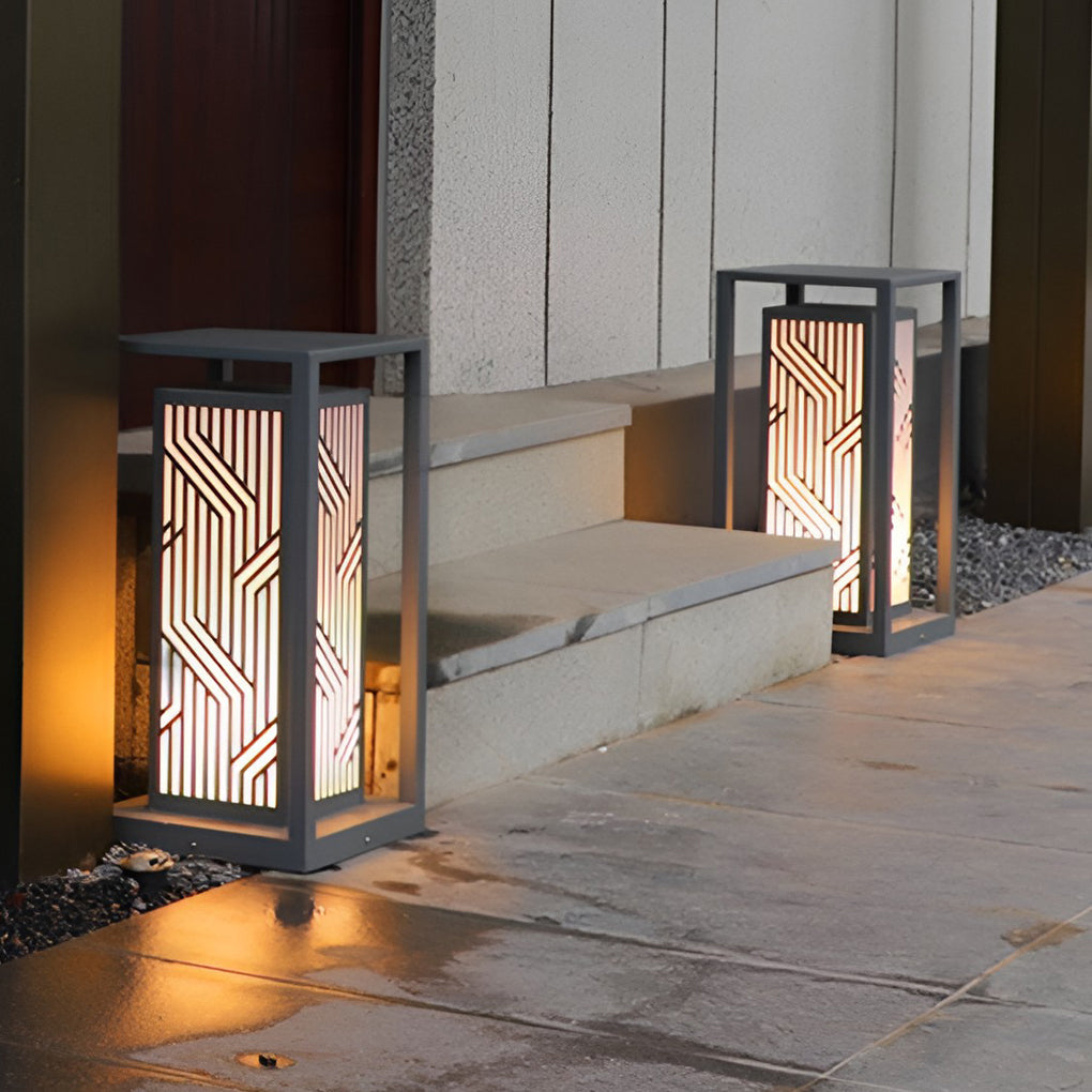 Modern Square Gray Waterproof LED Outdoor Post Light for Path and Courtyard Lighting