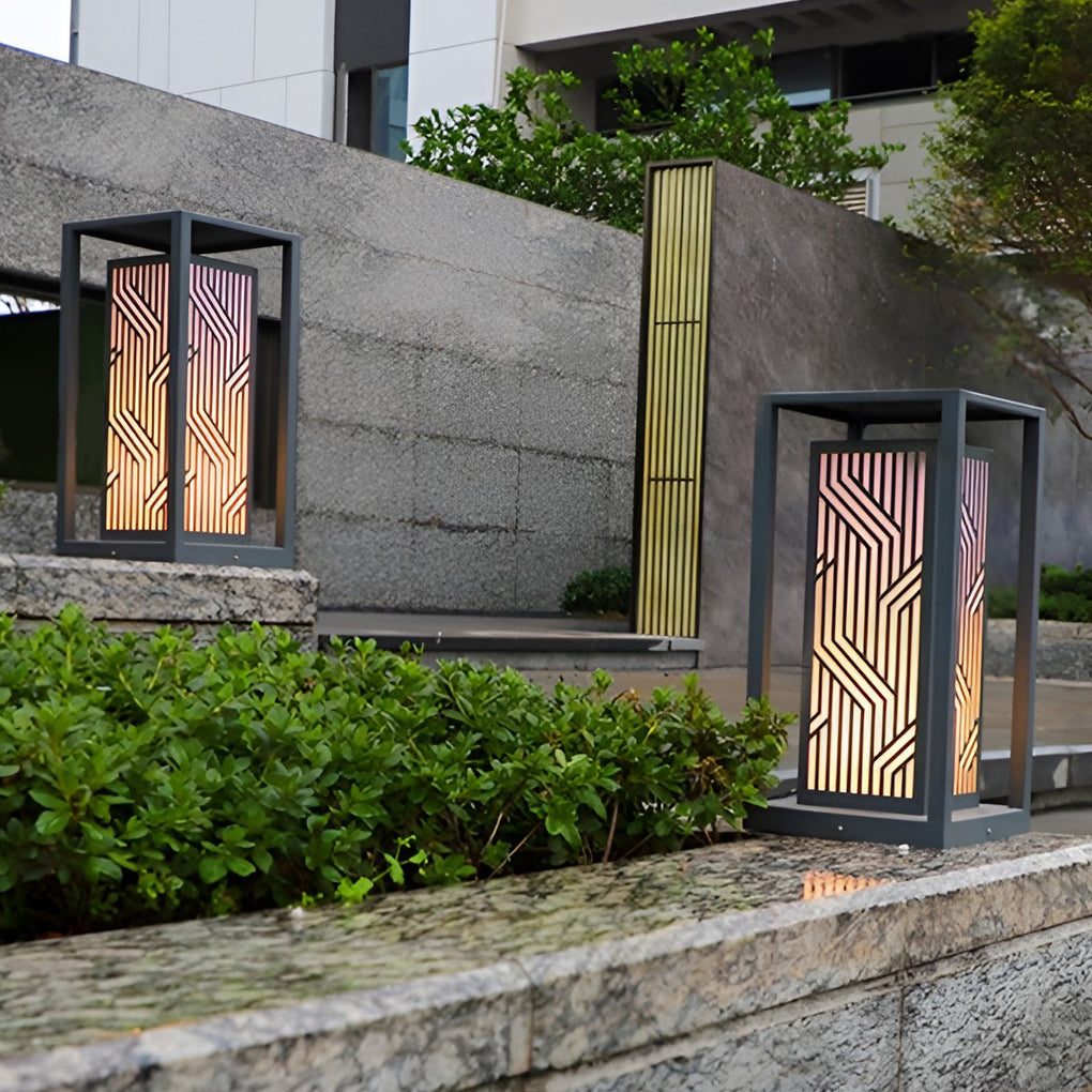 Modern Square Gray Waterproof LED Outdoor Post Light for Path and Courtyard Lighting