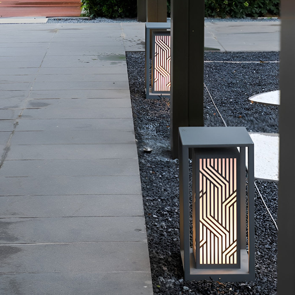 Modern Square Gray Waterproof LED Outdoor Post Light for Path and Courtyard Lighting