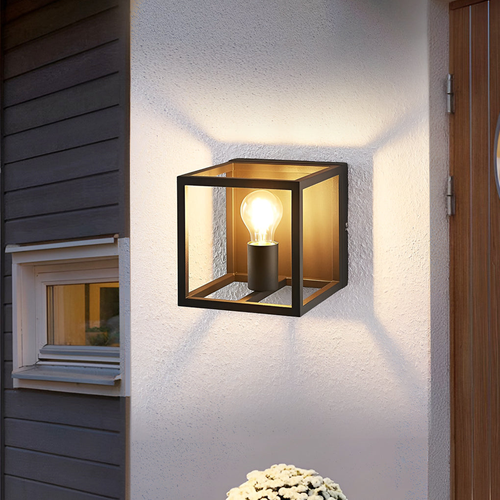 Modern Square Iron Frame Wall Sconce Lighting for Hallway and Bedroom Decor