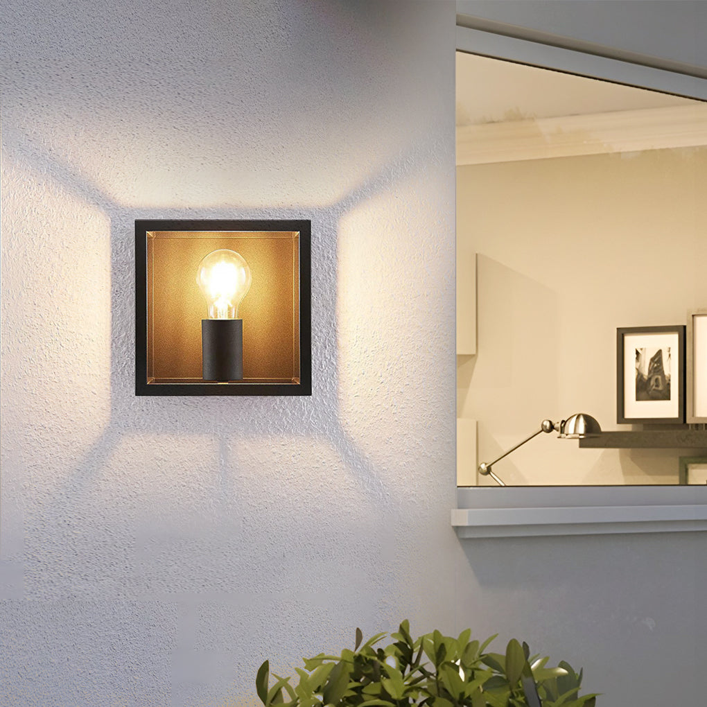 Modern Square Iron Frame Wall Sconce Lighting for Hallway and Bedroom Decor