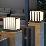 Modern Square LED Outdoor Pillar Post Light Waterproof Black Exterior Column Lantern for Garden Fence Deck