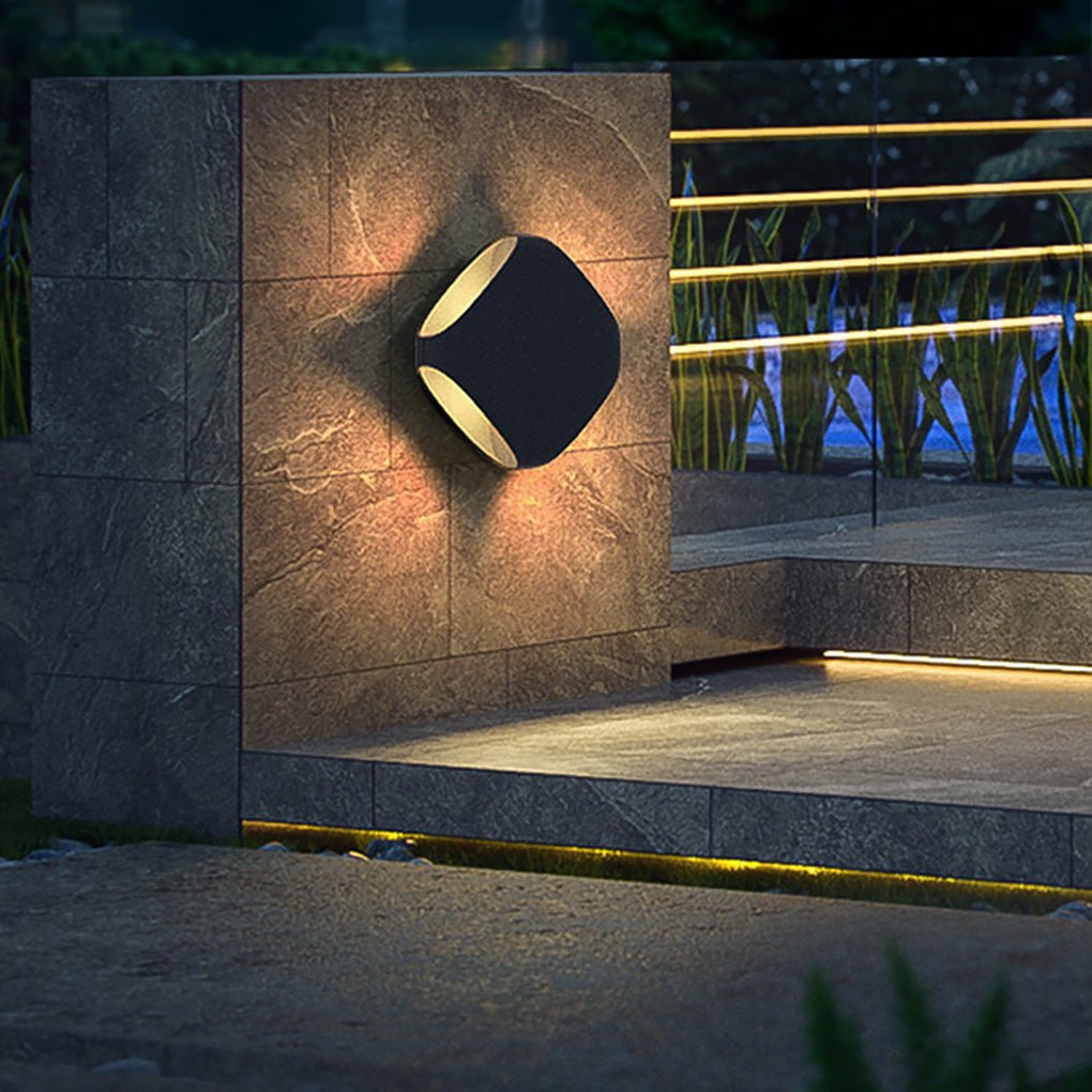 Modern Square LED Outdoor Wall Light Waterproof Black Exterior Sconce for Garden Fence Post
